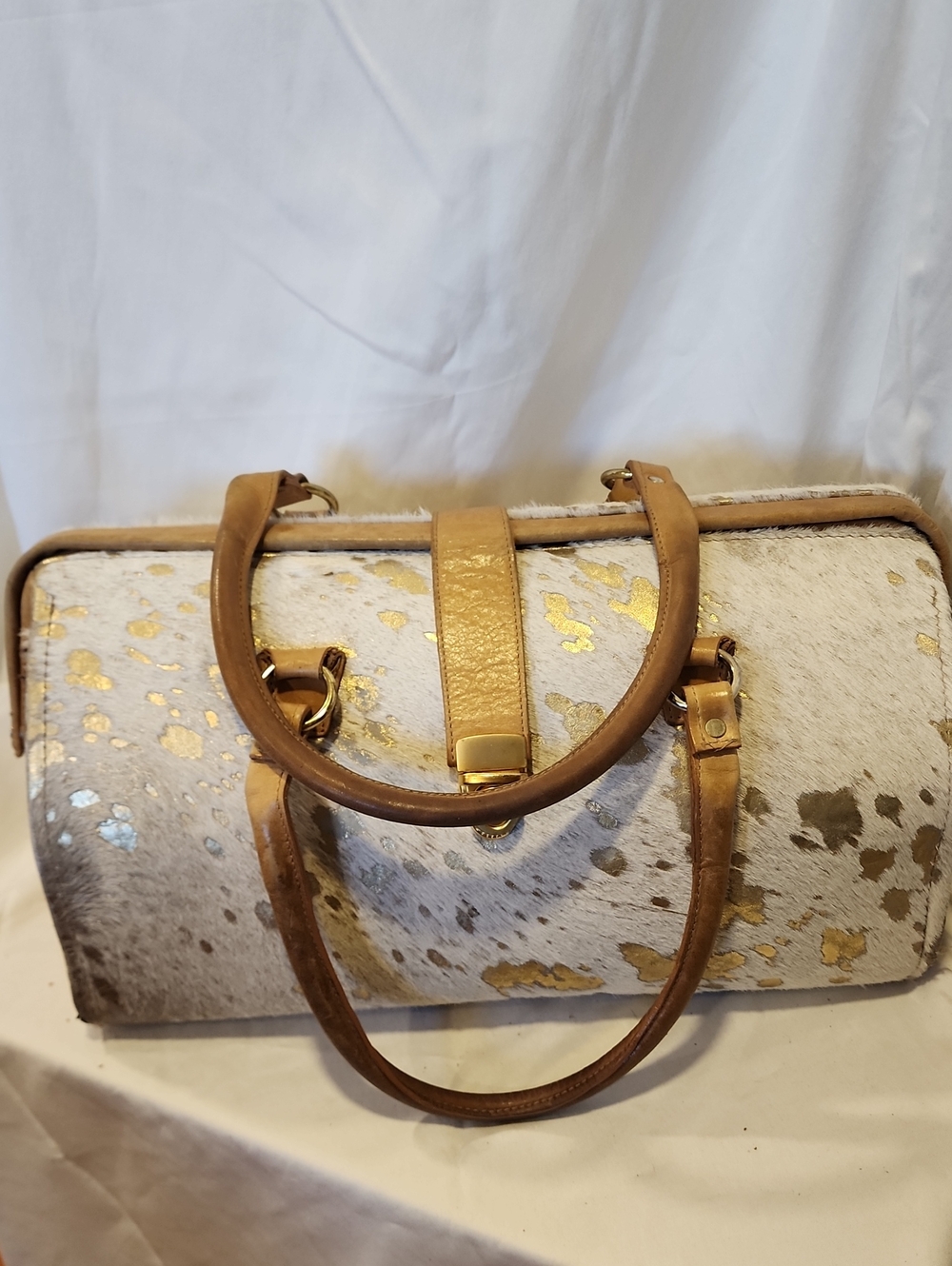 Vintage And Rare Glenda Gies Weekender / Doctor Bag Haired Cowhide, Leather Body